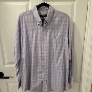 Bobby Jones Collection Men's Cotton Button Up Plaid Shirt L 16.5 Woven in Italy - Picture 1 of 6