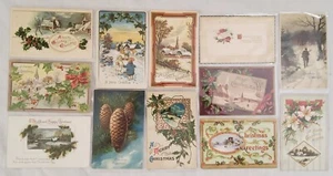 VINTAGE MADE IN GERMANY CHRISTMAS LOT OF 12 POSTCARDS STAMPED EMBOSSED DIVIDED - Picture 1 of 6