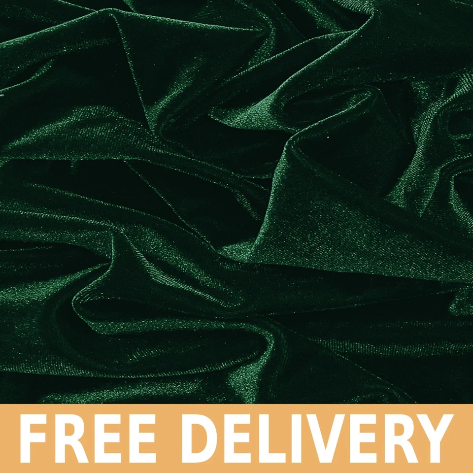 Tela lisa de terciopelo elástico verde Hunter - 58" de ancho,/se vende por yarda - Envío gratuito Foto 1 de 1