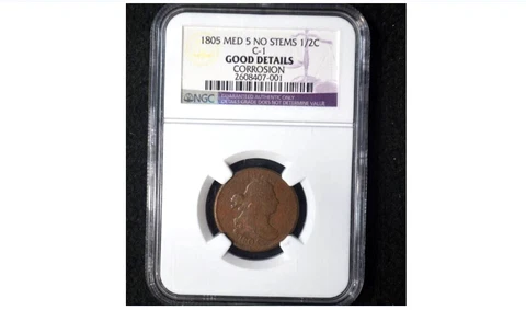 1805 HALF CENT * Medium 5 * No Stems * C1 ** GOOD Details ** NGC Cover
