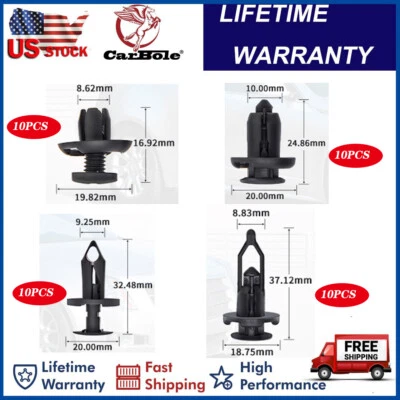 40X Car Body Rivet Push Pin Bumper Fender Retainer Trim Moulding Clips Parts Kit - Image 1 of 4