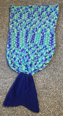 Mermaid Tail Crochet Blanket Toddler Kids Multicolor 20 X 43 - Image 1 of 4