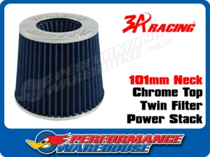 3A Racing Twin Air Filter Chrome Top Blue Element 101mm Neck WS-002 - Bild 1 von 5