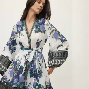 Kobi Halperin Maddie Floral Printed Silk Mini Dress Size Small Cottage Fairy - Picture 1 of 12