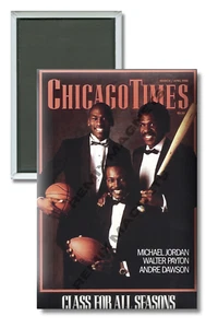 MICHAEL JORDAN WALTER PAYTON ANDRE DAWSON 1988 Costacos Bros Poster 2 x 3 Magnet - Picture 1 of 3