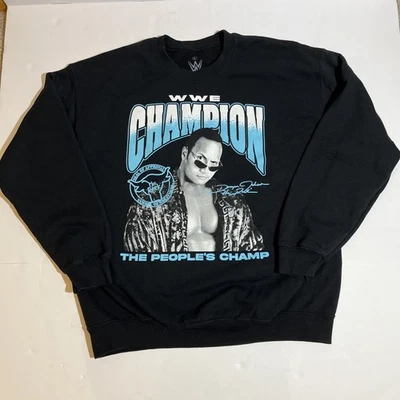 WWE Champion The Rock The People's Champ  Dwayne Johnson Sweatshirt Black Large - Image 1 of 4