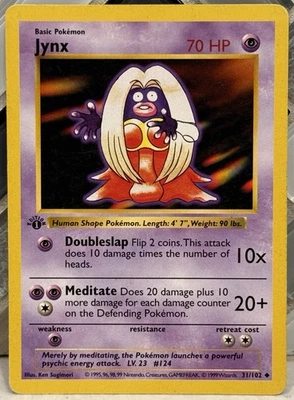 1st Edition Jynx 031/102 Base Set (Shadowless) Pokémon TCG 1999 WOTC MP - Image 1 of 2