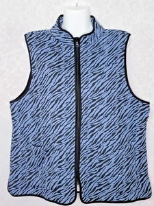 Ruby Rd. Women's Petite Blue Zebra Print Full Zip Sleeveless Vest Size Large - Picture 1 of 5