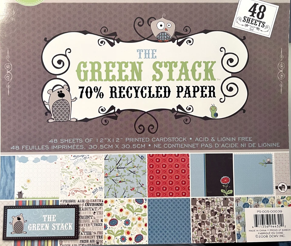 DCWV 12x12 paper pad ~ The Green Stack ~ 48 Single-sided sheets ~ 2008 - Image 1 of 1