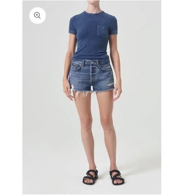 AGOLDE Parker Vintage Cut-Off Denim Shorts in Swampmeet Dark Size 31 - Image 1 of 4