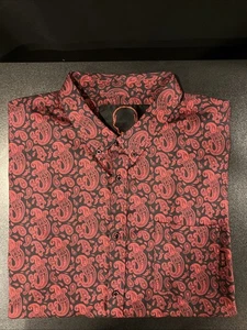 The Drive Clothing Mens 3XL Blk/Red Paisley AOP Short Sleeve Button Down 3X - Picture 1 of 9
