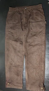 Pantalones aislantes Carhartt doble rodilla para hombre 38 X 34 marrón pato B194 DKB piernas con cremallera - Imagen 1 de 11