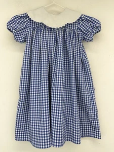 Kelly’s Kids size 2T Girls Blue White Gingham Plaid Short Sleeve Bishop Dress - Picture 1 of 6