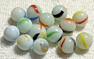 Vintage Swirl Glasmurmeln Lot - 14 bunte Bänder & Patch Designs - Bild 1 von 3