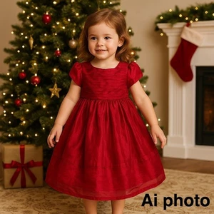 Prinzessin Glaube Kleinkind Mädchen 3T purpurrot Organza Party Kleid Urlaub formell - Bild 1 von 8