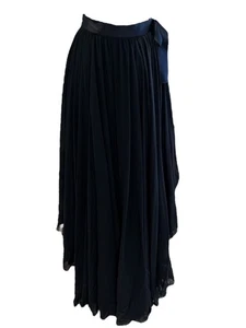 Carolyne Roehm Dark Navy Palazzo Pants | Wide Leg Evening Trousers with Satin Wa - Picture 1 of 14