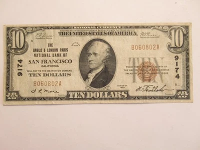 Series 1929 $10 Note, National Currency , San Francisco, circ, nice condition - Image 1 of 4