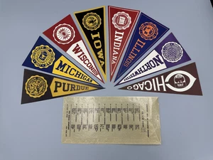 Calcomanías de equipaje banderín universitario de la década de 1940 UNIVERSIDAD Wisconsin IOWA Michigan INDIANA - Imagen 1 de 17