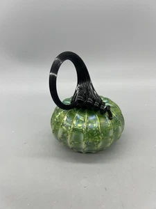 Jack Pine Hand Blown Glass Pumpkin Small Standard 4 x 3 Cats Eye 202513 - Picture 1 of 4