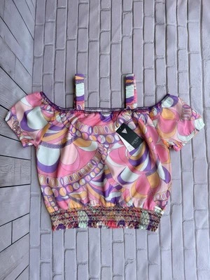 Guess Open Shoulders Pink Purple Top Shirt Girls 16 Years Blouse NWT - Image 1 of 4