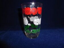Red & White Daisies with Green Leaves  3.75" unmarked Swanky Swig