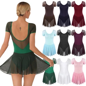 Mujer Gimnasia Falda Leotardo Bailarina Conjunto Clásico Vestido de Baile de Ballet - Imagen 1 de 74