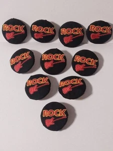 Set of 10 Rock Guitar Design Machine Embroidered Fabric Covered Buttons 32mm - Picture 1 of 18