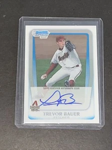 2011 Bowmans Chrome Auto Trevor Bauer RC Rookie Autograph On Fire - Picture 1 of 2