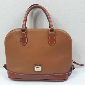 Dooney & Bourke Womens Satchel Handbag Purse Medium Brown Leather Double Handle