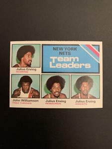 1975-76 Topps 282 Nets Team Leaders Julius Erving Nice! NM