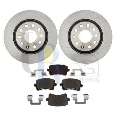 Kit de rotores de freno traseros + pastillas de cerámica y herrajes para Volkswagen Tiguan 2012-2017 Foto 1 de 4