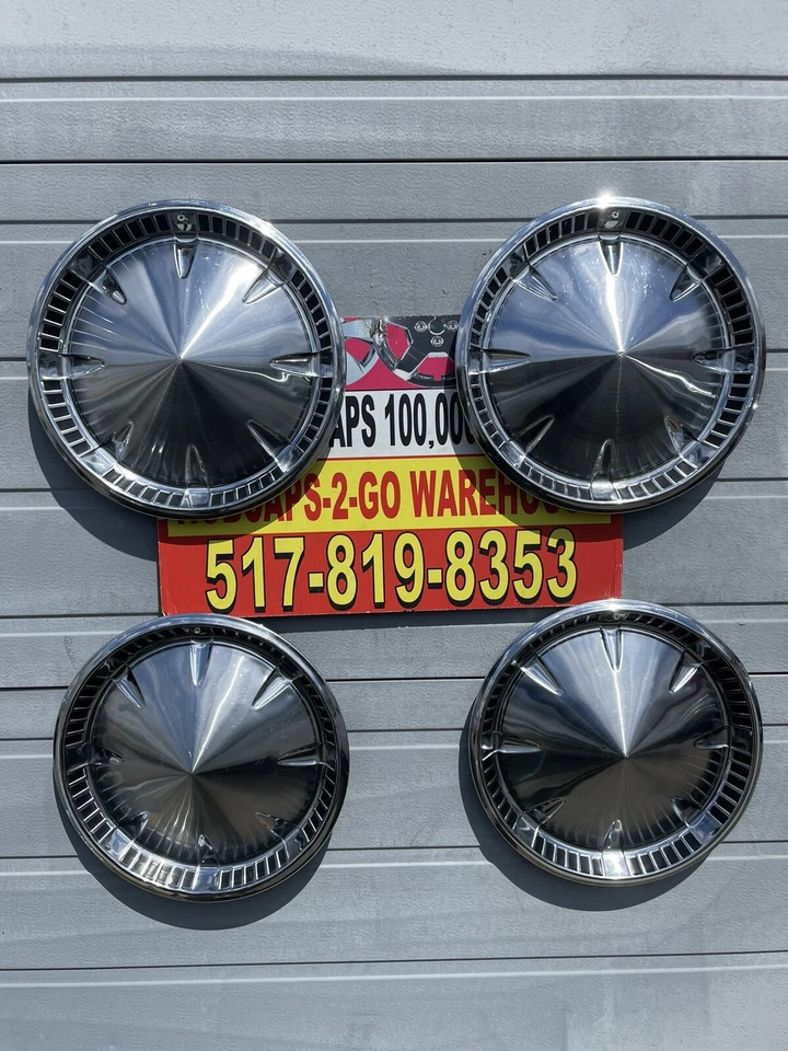 "Plymouth Rat Rod Bullitt Mopar 1959 tapacubos raro fabricante original personalizado 14"" juego de 4 bonitos retro" Foto 1 de 4