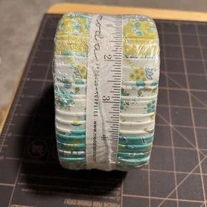 Moda Fabrics Flour Garden Jelly Roll - 2.5” Strips New -Teal, Gray, White Floral - Picture 1 of 6