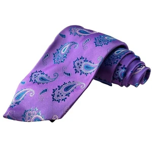 Duchamp London Silk Necktie Purple Blue White Paisley NWT $130 - Picture 1 of 6