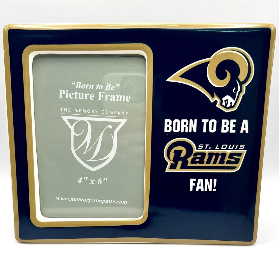 Marco de fotos de cerámica de regalo raro de fútbol americano de Saint Louis Rams de la NFL nacido para ser Foto 1 de 1