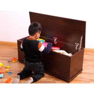 Large Wooden Storage Toy Box with Soft-Closure Lid, Organizing Chest, Brown - Picture 1 of 7