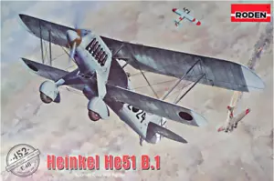 Roden 452 - Heinkel He. 51 B. 1 Deutsch - 1/48 Maßstab Modellflugzeugbausatz 129mm - Bild 1 von 12