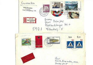 Lot 8x BRD diverse Briefe mix R-Zettel V-Zettel Eilzustellungen Expres ; 60524 - Bild 1 von 4