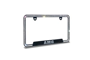 Marco de placa de matrícula negro de cristal blanco/negro para AMG con tapa de cristal libre - Imagen 1 de 8