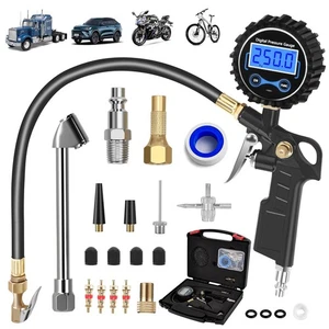 Digital Tire Pressure Gauge with Inflator, 250 PSI Heavy Duty Air Chuck Air C... - Picture 1 of 9