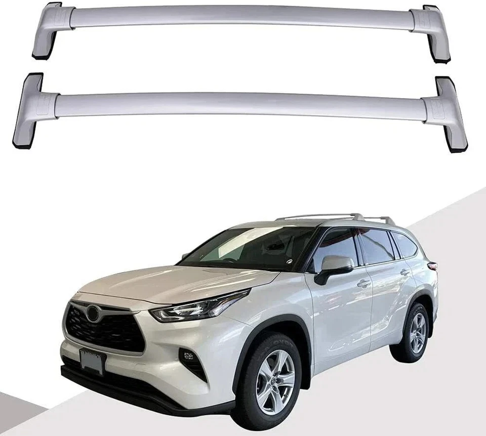 For 20-24 Toyota Highlander L& LE OE Style Roof Rack Cross Bars Silver Pair Set Foto 1 de 3
