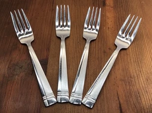 VTG Oneida Stainless Flatware Salad Dessert Fork Set of 4 MCM - Picture 1 of 8