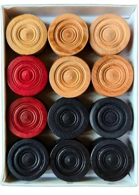 Premium Wooden Carrom Coins for Carrom Board, Set of 24, Wooden Carrom Coins wit - Image 1 of 3