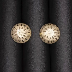 VINTAGE 14k YELLOW GOLD BUTTON STUD EARRINGS HAMMER BRUSH FINISH TEXTURE ESTATE - Picture 1 of 2