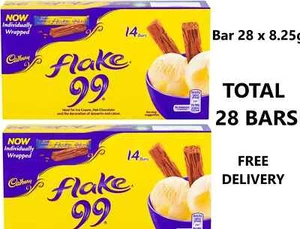 Cadbury Flake 99 Chocolate Bars 14 Bars - Pack of 2 (28 Bars 8.25g Each) - Picture 1 of 1
