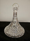 Vintage Diamond Cut Glass Genie Bottle Decanter With Stopper