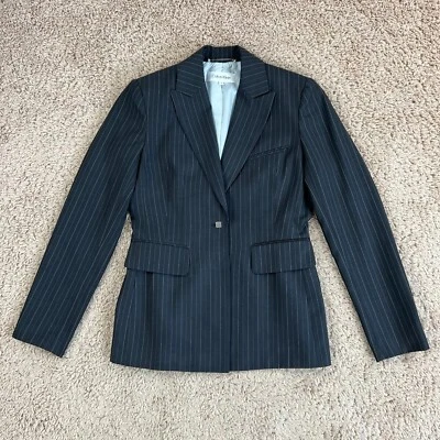 Blazer CALVIN KLEIN gris oscuro a rayas con un solo botón para mujer 2 forrados clásico Foto 1 de 4