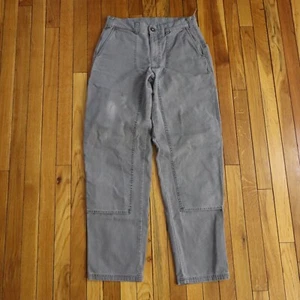 Vtg 80s Patagonia Stand Up Pants Mens 30 32 Gray Canvas Double Knee Work Denim - Picture 1 of 22
