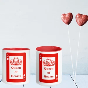 Weiße und rote Königin der Herzen Spielkarten Becher 11 Oz. oder 15 Oz. Kaffeetassen - Bild 1 von 8