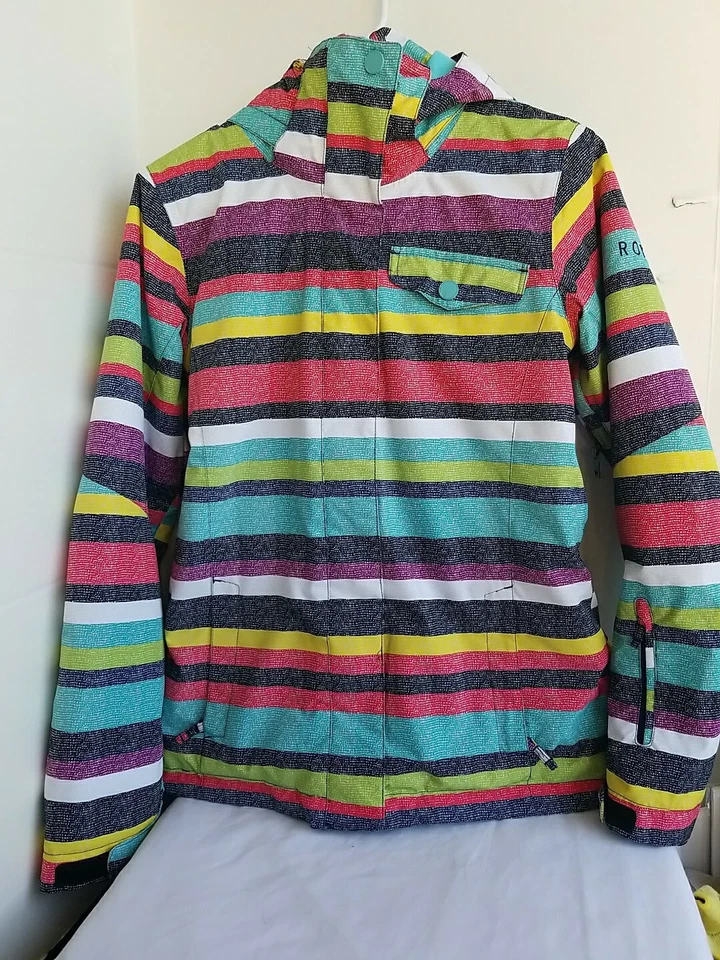 ROXY RAINBOW STRIPE SNOWBOARDING SKI SNOW WINTER JACKET HOODED XS - Image 1 of 4